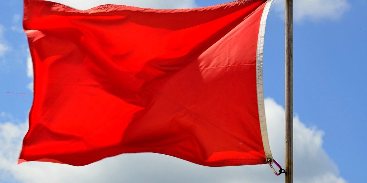 Banderas rojas en la región:  15 hoy lunes
