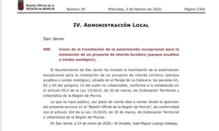 José Miguel Luengo sobre el Proyecto Parque Acuático de San Javier