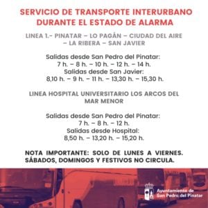 Información sobre el servicio de transporte interurbano durante el Estado de Alarma, Linea 1