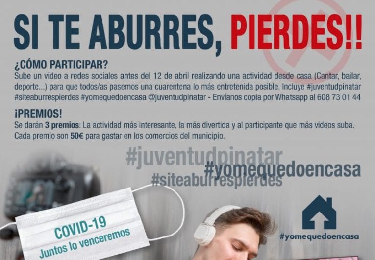 La concejalía de Juventud de San Pedro del Pinatar lanza el concurso de vídeos en redes sociales “Si te aburres, pierdes”