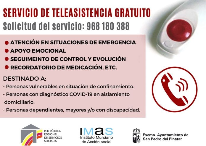 Servicio de Teleasistencia gratuito de Instituto Murciano de Acción Social IMAS San Pedro del Pinatar
