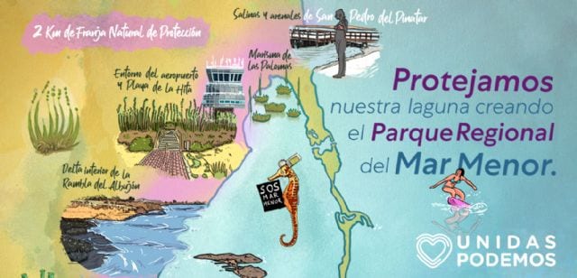Unidas Podemos pone en marcha una página web  donde explica cómo se configuraría el Parque Regional del Mar Menor