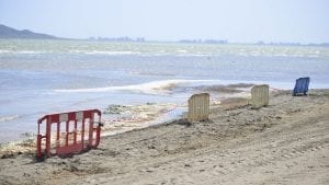 Plan de crear diques para reducir los fangos en las playas del Mar Menor