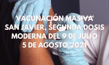 Vacunación masiva Covid-19 San Javier segunda dosis Moderna del 9 de julio, jueves 5 de agosto 2021