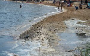 Vecinos y turistas lamentan la imagen que ofrece el Mar Menor, la laguna salada de Murcia