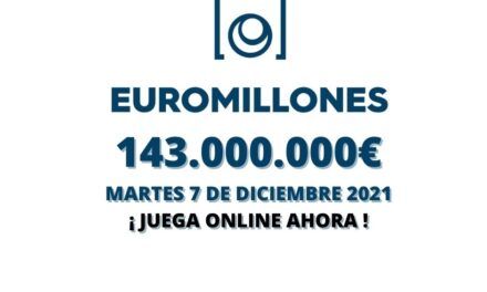 Jugar Bote Euromillones martes 7 de diciembre 2021, 143 millones