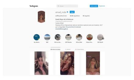 La cuenta oficial de Instagram del Estado Mayor de la Defensa @emad_mde se llena de fotos eróticas