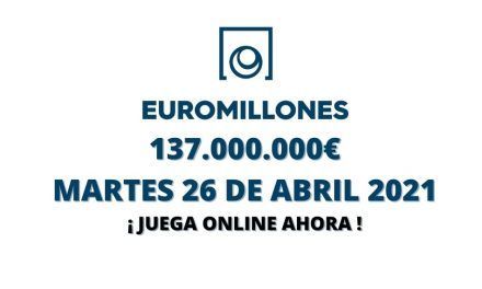 Jugar Euromillones online, bote martes 26 de abril 2022