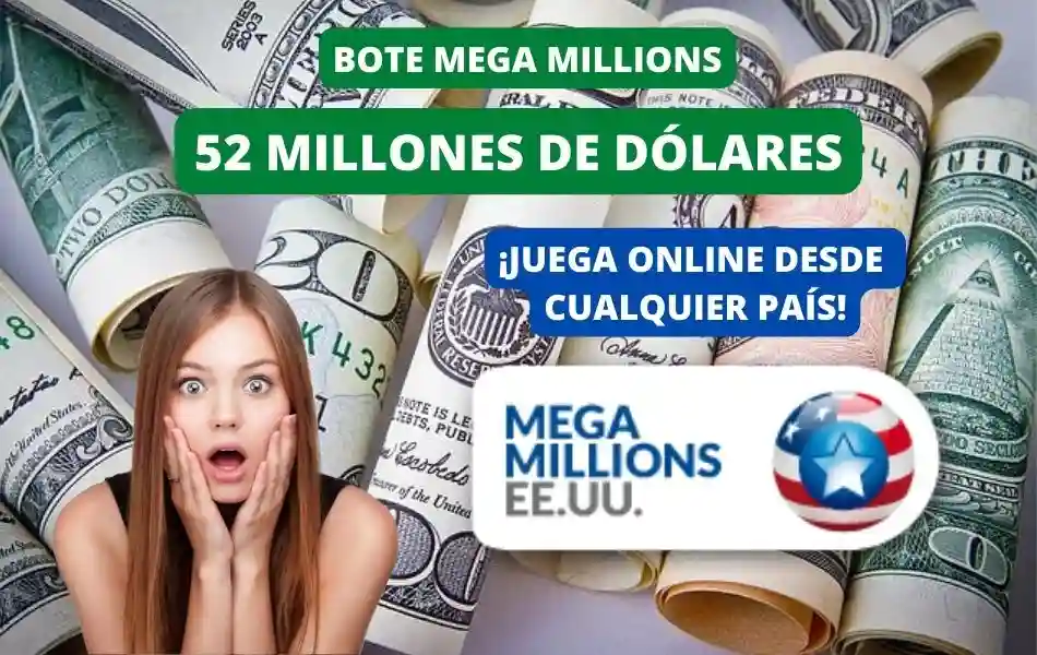 Jugar Mega Millions online, bote 52 millones de dólares